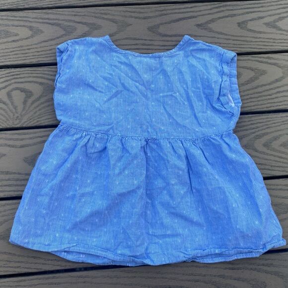 Cat& Jack medium 7/8 blue short sleeve little girls top - Picture 4 of 5